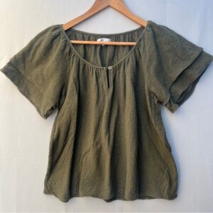 Madewell Boho Peasant Top‎ Olive Green S